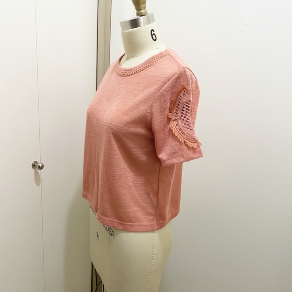 H&M Crew Neck Arm Embroidery Detail Coral XS - Picture 7 of 8